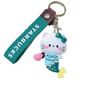 Starbucks Hello Kitty Mermaid Green and White Keyring Wrist Strap